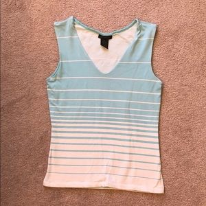 Aqua blue and white tank top